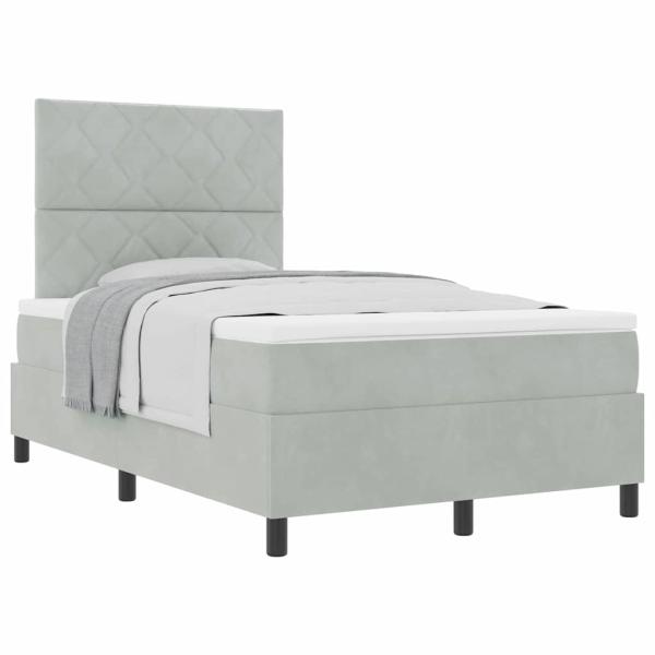 Boxspringbett mit Matratze Hellgrau Samt