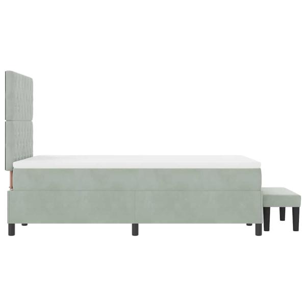 Boxspringbett mit Matratze & Bank Hellgrau 120x190 cm Samt