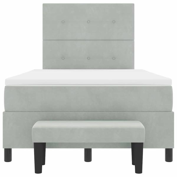 Boxspringbett mit Matratze & Bank Hellgrau 120x190 cm Samt