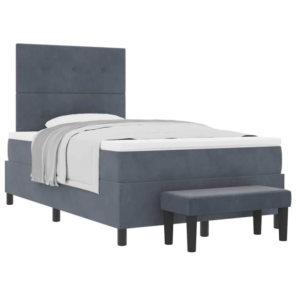 Boxspringbett mit Matratze & Bank Dunkelgrau 120x190 cm Samt