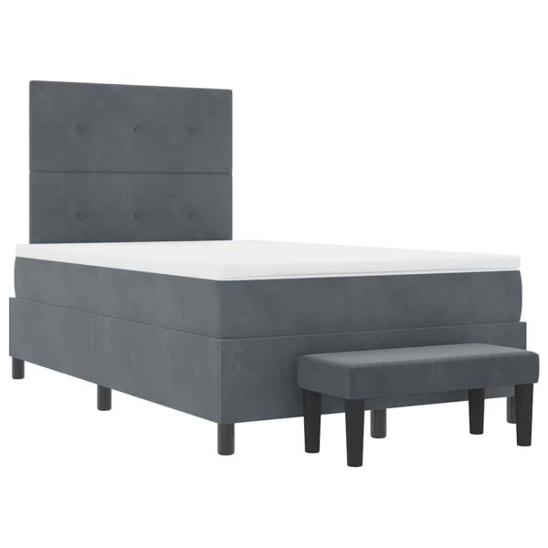 Boxspringbett mit Matratze & Bank Dunkelgrau 120x190 cm Samt