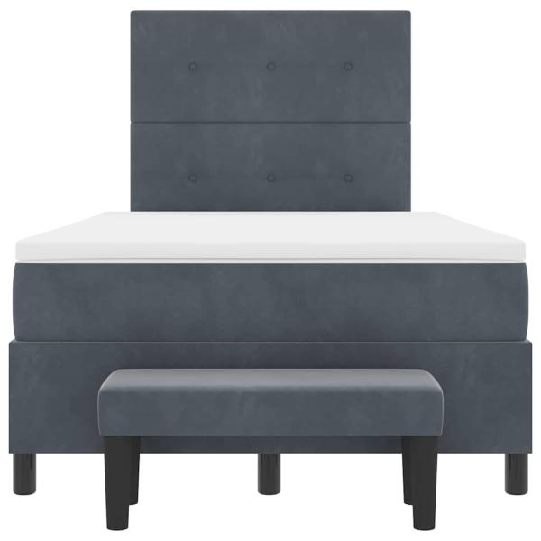 Boxspringbett mit Matratze & Bank Dunkelgrau 120x190 cm Samt
