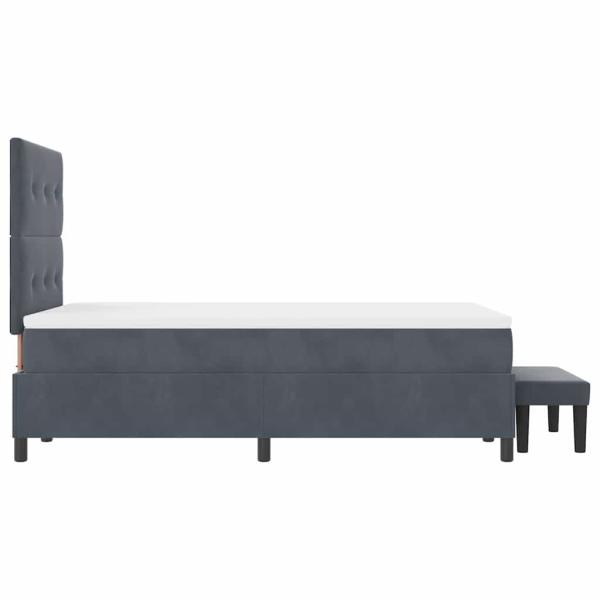 Boxspringbett mit Matratze & Bank Dunkelgrau 120x190 cm Samt