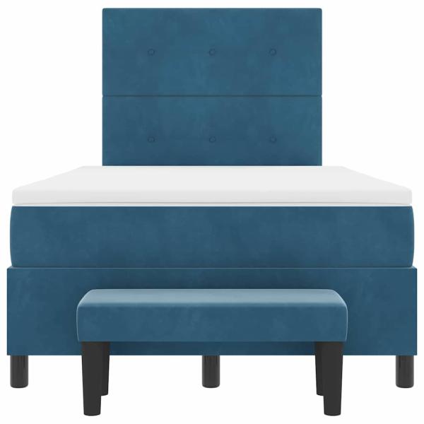 Boxspringbett mit Matratze & Bank Dunkelblau 120x200 cm Samt