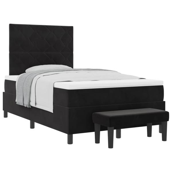 Boxspringbett mit Matratze & Bank Schwarz 120x190 cm Samt
