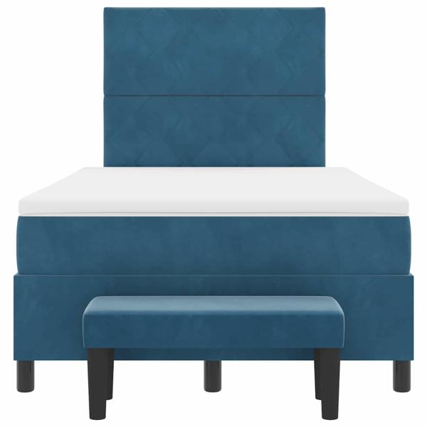 Boxspringbett mit Matratze & Bank Dunkelblau 120x200 cm Samt