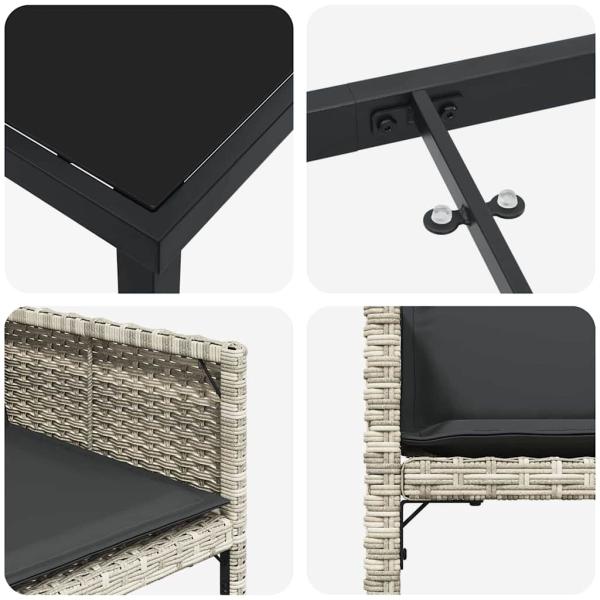 5-teilige Garten-Essgruppe mit Kissen Hellgraues Poly-Rattan