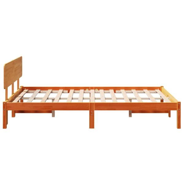 Bettgestell mit Kopfteil Wax Brown 135x190 cm Massivholz Kiefer