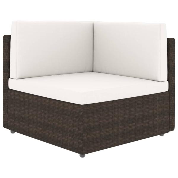 5-tlg. Garten-Lounge-Set mit Kissen Braun Poly Rattan