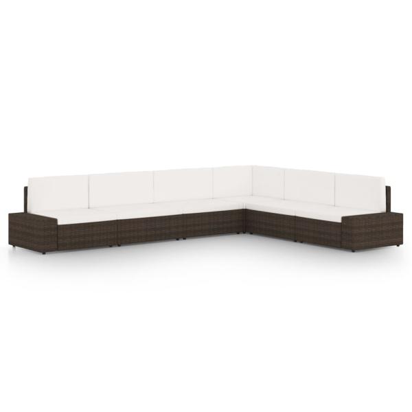 ARDEBO.de - 6-tlg. Garten-Lounge-Set mit Kissen Braun Poly Rattan