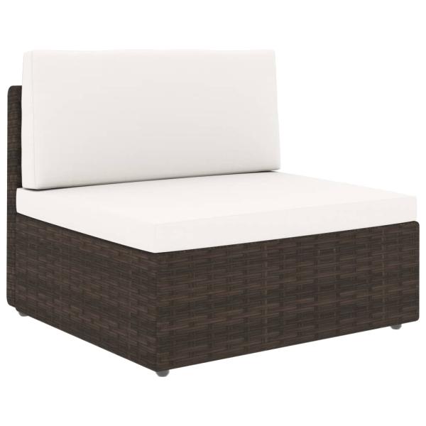 6-tlg. Garten-Lounge-Set mit Kissen Braun Poly Rattan