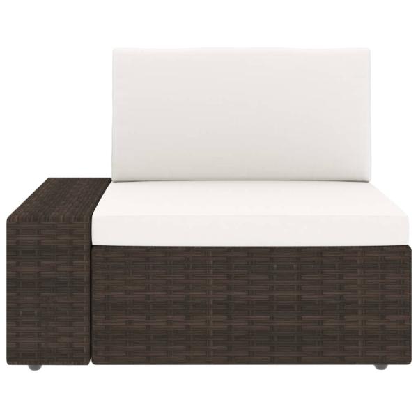 6-tlg. Garten-Lounge-Set mit Kissen Braun Poly Rattan