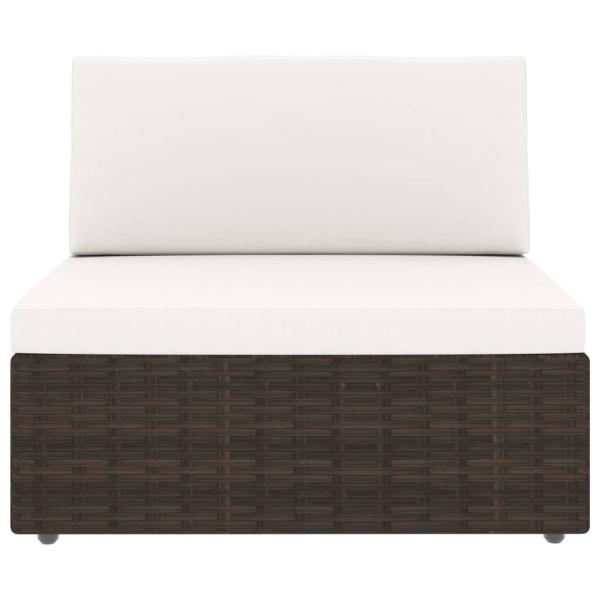6-tlg. Garten-Lounge-Set mit Kissen Braun Poly Rattan