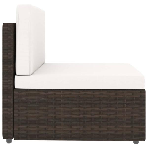 6-tlg. Garten-Lounge-Set mit Kissen Braun Poly Rattan