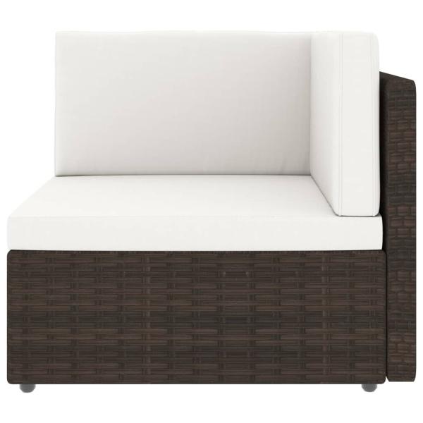 6-tlg. Garten-Lounge-Set mit Kissen Braun Poly Rattan