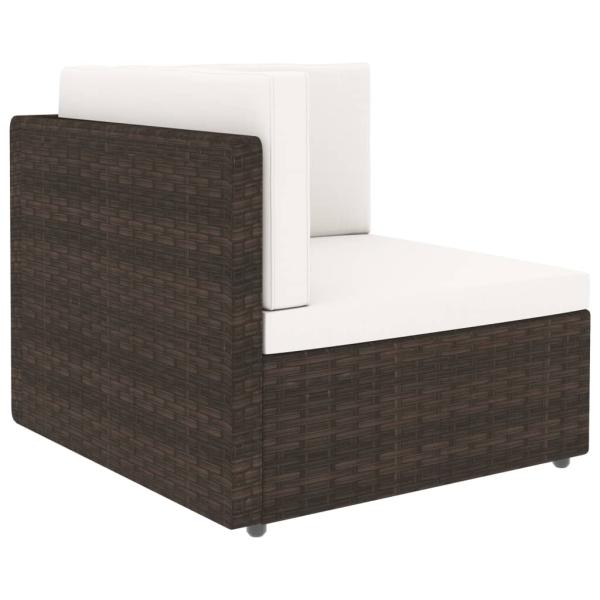 6-tlg. Garten-Lounge-Set mit Kissen Braun Poly Rattan