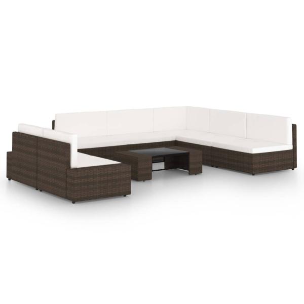 ARDEBO.de - 8-tlg. Garten-Lounge-Set mit Kissen Braun Poly Rattan