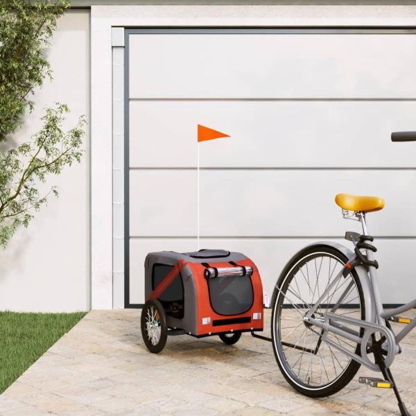 ARDEBO.de - Fahrradanhänger Hunde Orange und Grau Oxford-Gewebe und Eisen
