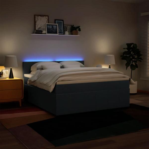 Boxspringbett mit Matratze Blau 180x200 cm Stoff