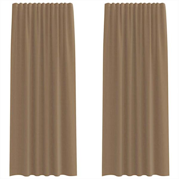 ARDEBO.de - Voile Vorhänge mit Stangentaschen 2 Stk. Hellbraun