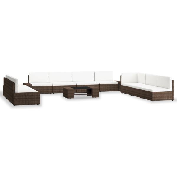 ARDEBO.de - 10-tlg. Garten-Lounge-Set Poly Rattan Braun