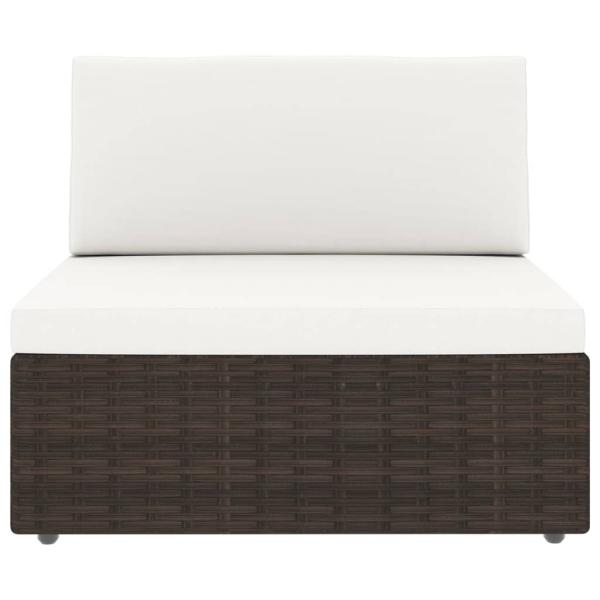 9-tlg. Garten-Lounge-Set mit Kissen Braun Poly Rattan