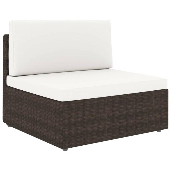 9-tlg. Garten-Lounge-Set mit Kissen Braun Poly Rattan