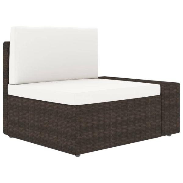9-tlg. Garten-Lounge-Set mit Kissen Braun Poly Rattan