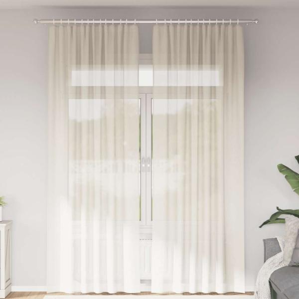 ARDEBO.de - Voile Vorhänge mit Stangentaschen 2 Stk. Creme