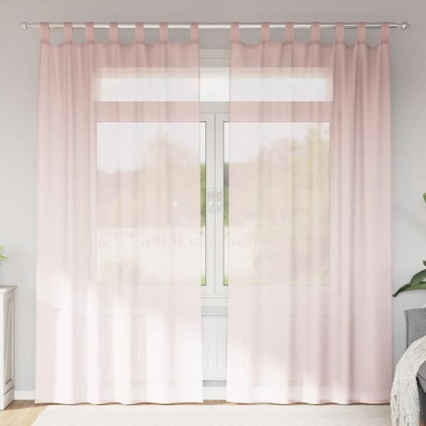 ARDEBO.de - Voile Vorhänge mit Schlaufen 2 Stk. Hellrosa 140x225 cm