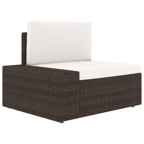 10-tlg. Garten-Lounge-Set mit Kissen Braun Poly Rattan