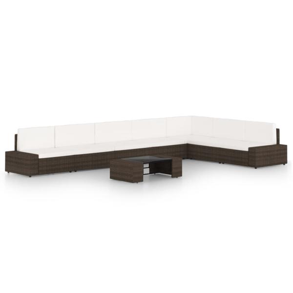 ARDEBO.de - 8-tlg. Garten-Lounge-Set mit Kissen Braun Poly Rattan