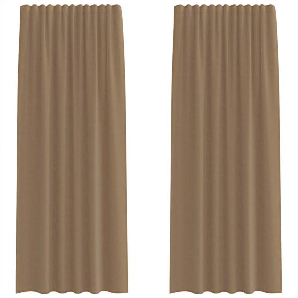 ARDEBO.de - Voile Vorhänge mit Stangentaschen 2 Stk. Hellbraun
