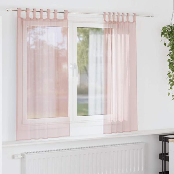 ARDEBO.de - Voile Vorhänge mit Schlaufen 2 Stk. Hellrosa 140x175 cm