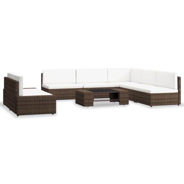 ARDEBO.de - 7-tlg. Garten-Lounge-Set Poly Rattan Braun
