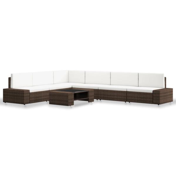 7-tlg. Garten-Lounge-Set Poly Rattan Braun
