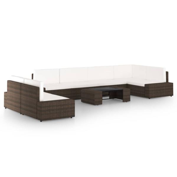 ARDEBO.de - 8-tlg. Garten-Lounge-Set mit Kissen Braun Poly Rattan