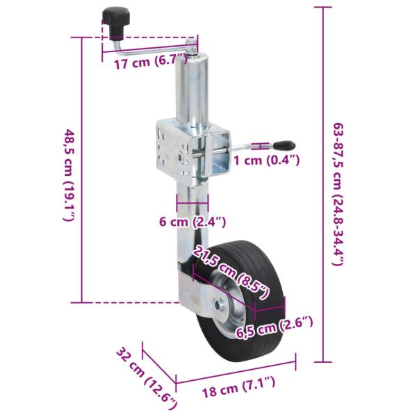 Stützrad für Anhänger mit Klemme 60 mm Verzinkter Stahl