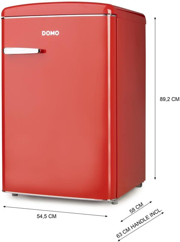 DOMO DO91703R Stand Retro Kühlschrank mit Gefrierfach, 54,5 cm breit, 120 L, rot