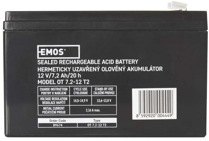 EMOS ACCU.SLA 12V 7.2AH FAST.6.3 MM Wartungsfreier Blei-Akku 12 V/7,2 Ah, faston 6,3 mm