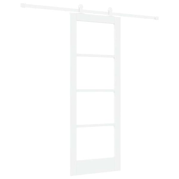 Schiebetür mit Hardware-Set 'ORKDAL'Weiße Massivholz & Glas