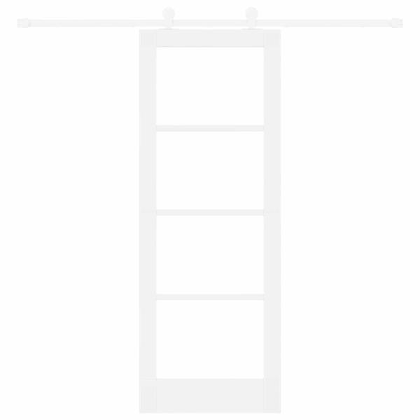Schiebetür mit Hardware-Set 'ORKDAL'Weiße Massivholz & Glas