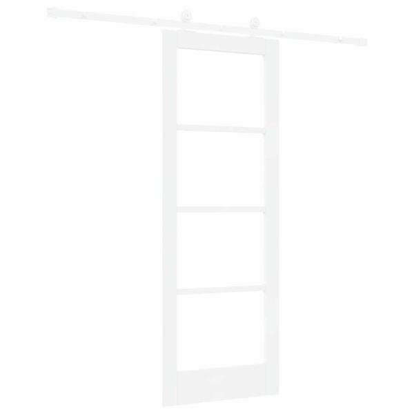 Schiebetür mit Hardware-Set 'ORKDAL'Weiße Massivholz & Glas