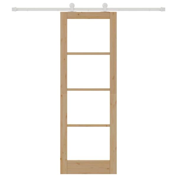Schiebetür mit Beschlag-Set 'ORKDAL'aus massivem Holz & Glas