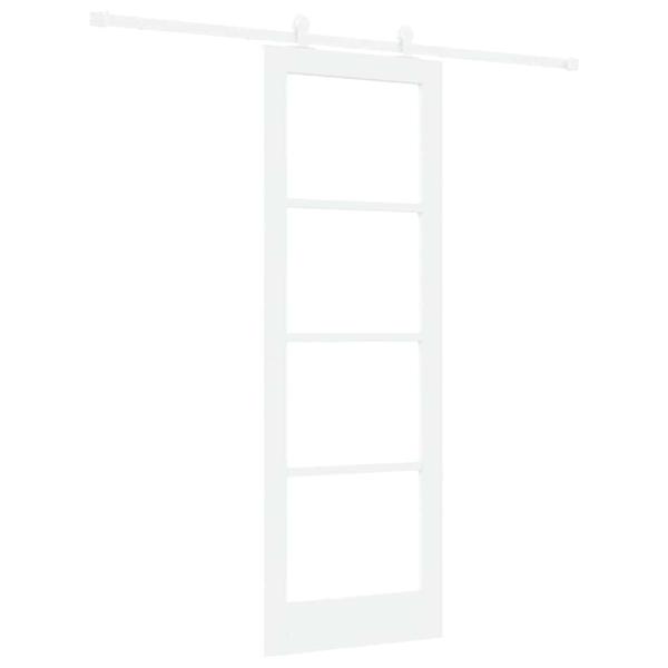 Schiebetür mit Hardware Set 'ORKDAL'Weiß Massivholz & Glas