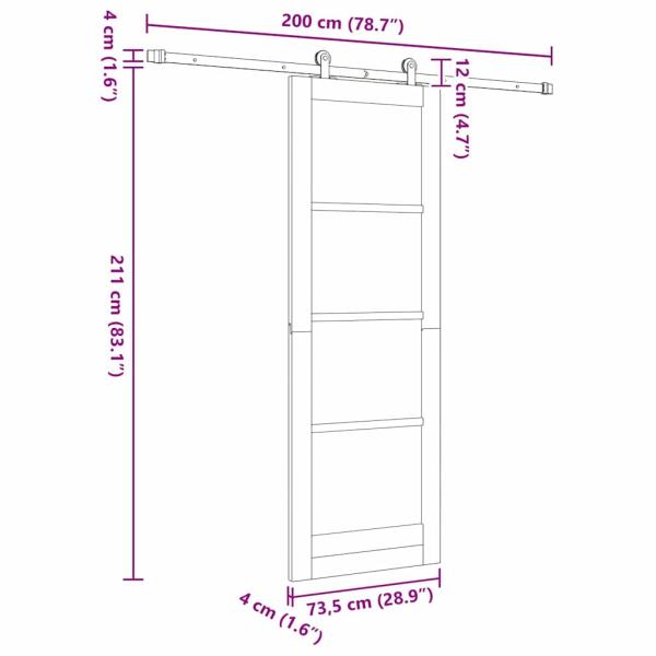 Schiebetür mit Hardware Set 'ORKDAL'Weiß Massivholz & Glas