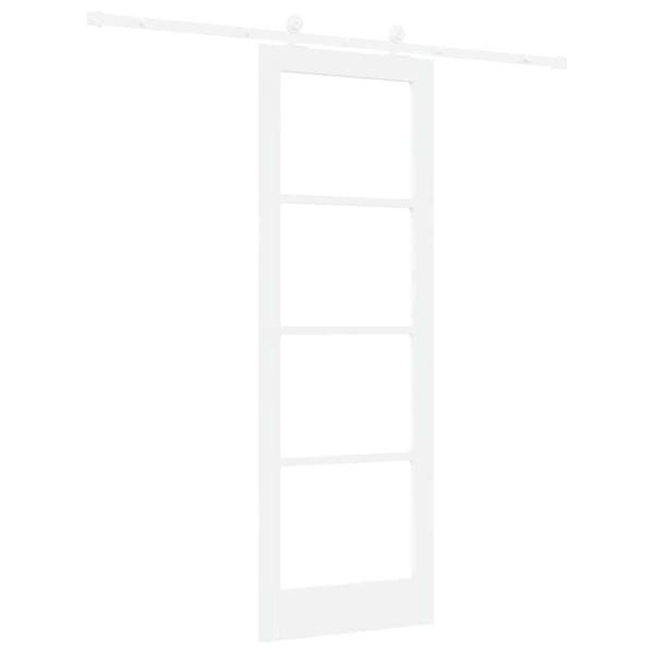 Schiebetür mit Hardware Set 'ORKDAL'Weiß Massivholz & Glas