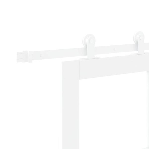 Schiebetür mit Hardware Set 'ORKDAL'Weiß Massivholz & Glas