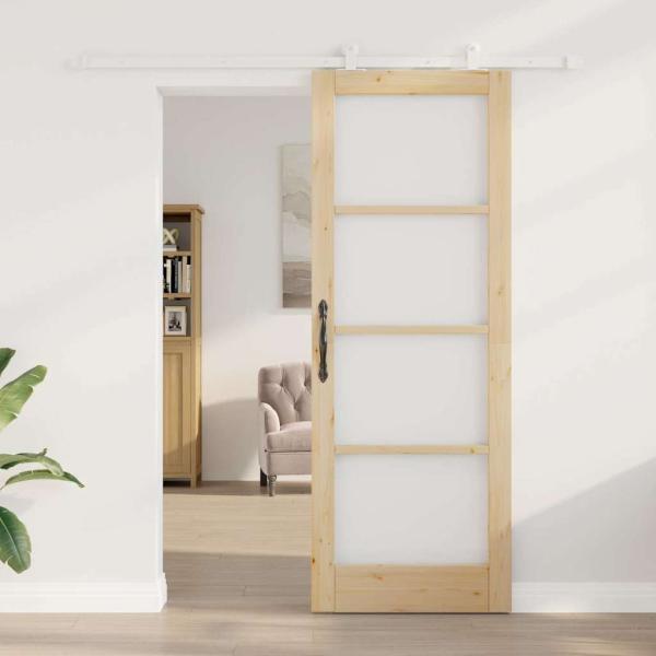 Schiebetür mit Beschläge-Set 'ORKDAL'Massivholz & Glas