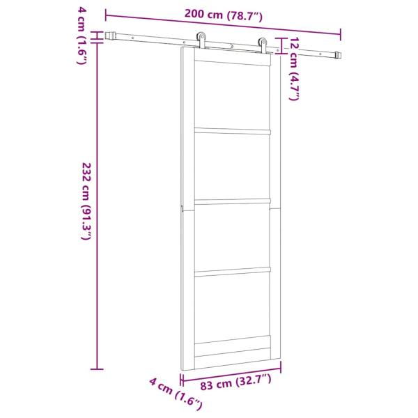 Schiebetür mit Beschlagset 'ORKDAL'Massivholz & Glas